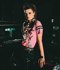 Double D Ranch Knit Barbed Wire Scoop Neck Short Sleeve Baby Tee