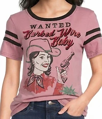 Double D Ranch Knit Barbed Wire Scoop Neck Short Sleeve Baby Tee