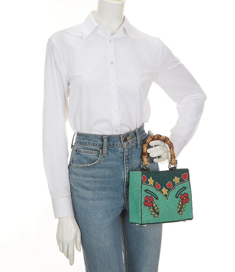 Double D Ranch Range Rosie Beaded Bamboo Statement Handle Bag