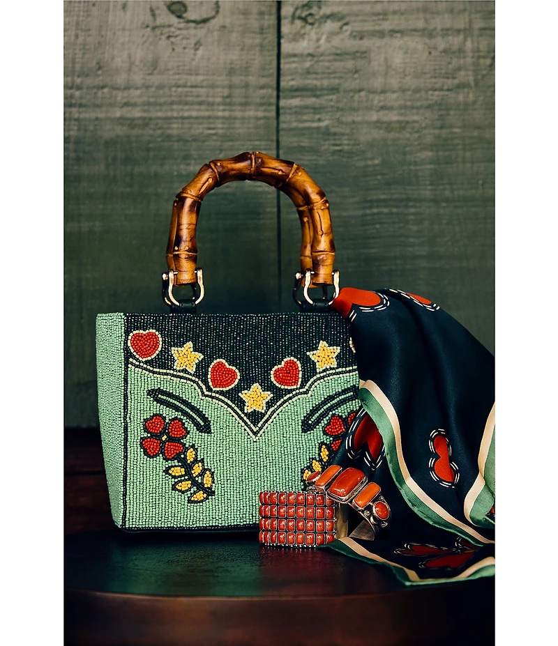 Double D Ranch Range Rosie Beaded Bamboo Statement Handle Bag