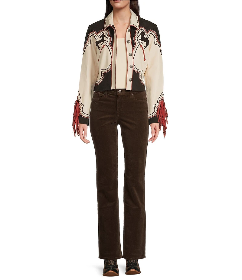 Double D Ranch Sheep Leather Long Sleeve Studded Western Jacket