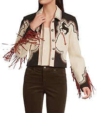 Double D Ranch Sheep Leather Long Sleeve Studded Western Jacket