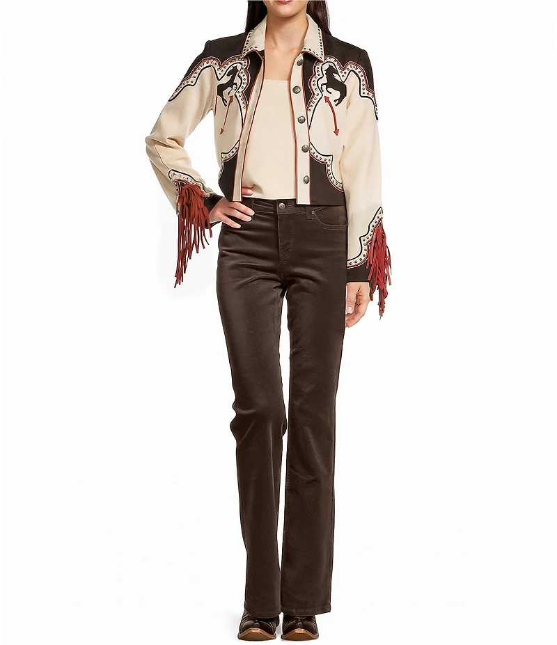 Double D Ranch Sheep Leather Long Sleeve Studded Western Jacket