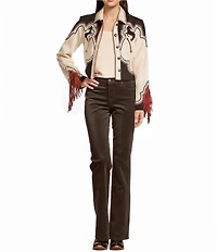 Double D Ranch Sheep Leather Long Sleeve Studded Western Jacket