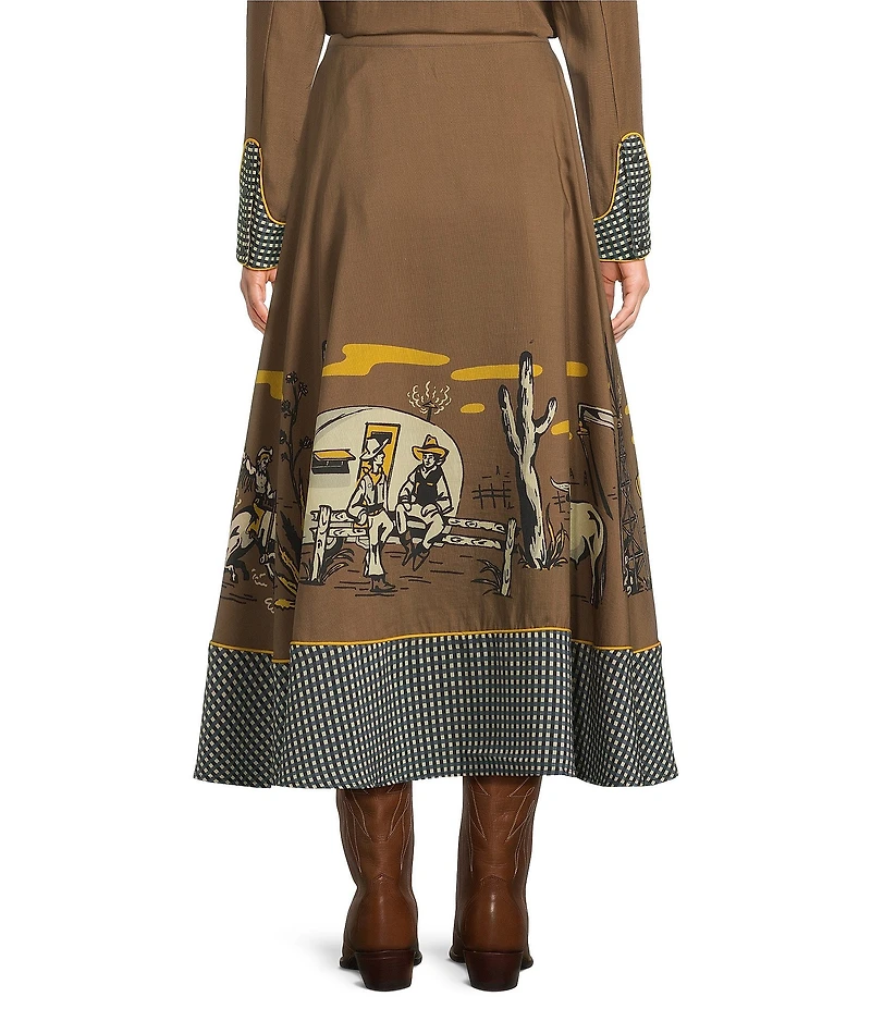 Double D Ranch Oil Camp Linen Blend Midi Coordinating Skirt