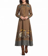 Double D Ranch Oil Camp Linen Blend Midi Coordinating Skirt