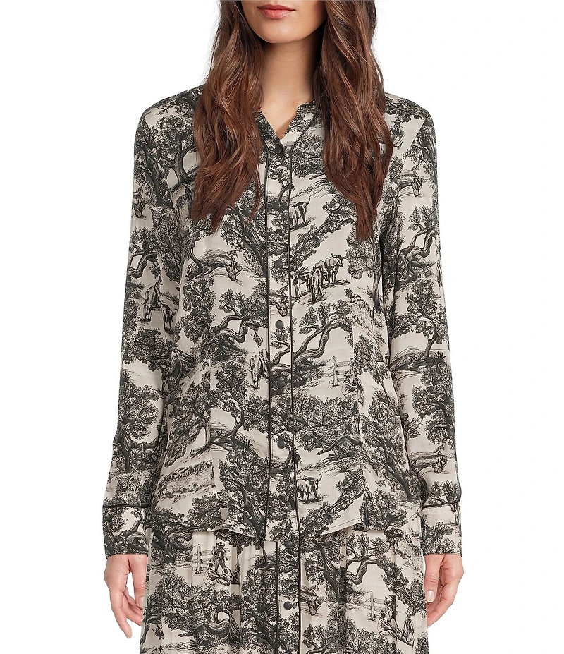 Double D Ranch Toile Point Collar Long Sleeve Snap Front Coordinating Shirt