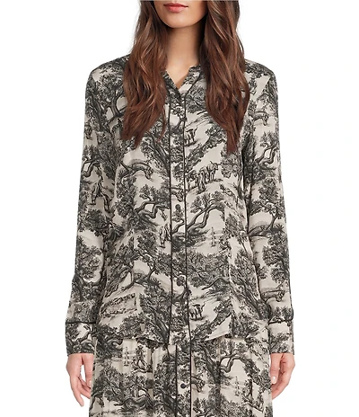 Double D Ranch Toile Point Collar Long Sleeve Snap Front Coordinating Shirt