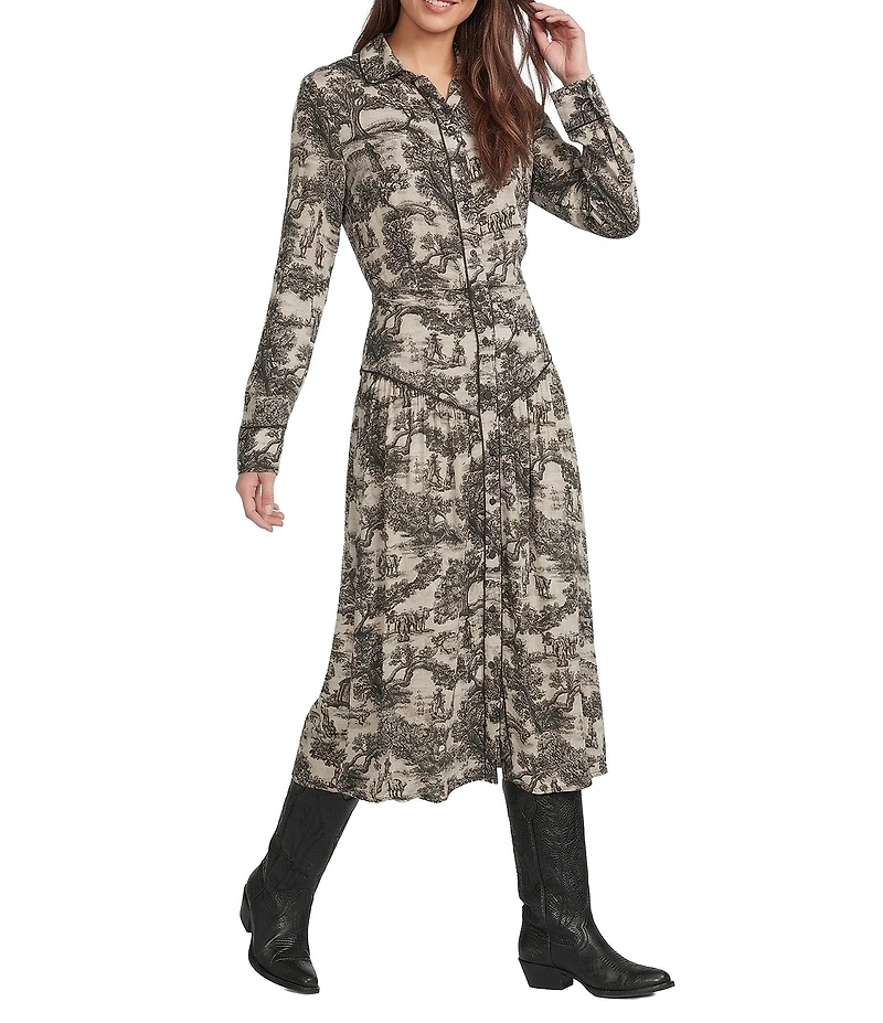 Double D Ranch Toile Point Collar Long Sleeve Snap Front Coordinating Shirt