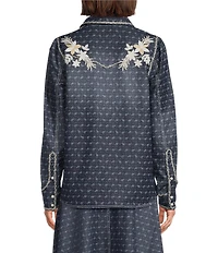 Double D Ranch Woven Embroidered Point Collar Long Sleeve Coordinating Blouse