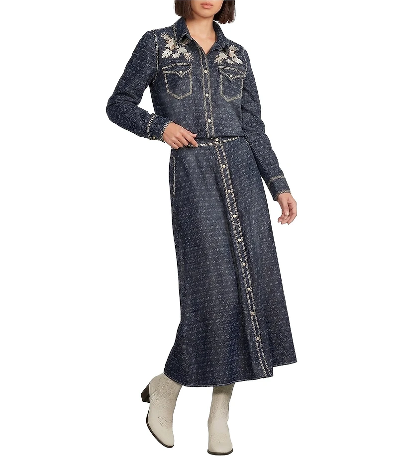 Double D Ranch Woven Embroidered Point Collar Long Sleeve Coordinating Blouse