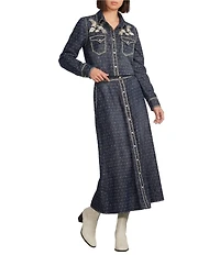 Double D Ranch Woven Embroidered Point Collar Long Sleeve Coordinating Blouse