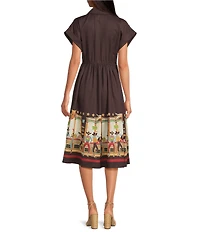 Double D Ranch Wester Bar Room Buddies Linen Point Collar Short Sleeve A-Line Dress