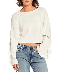 Double Zero Bow Detail Long Sleeve Sweater