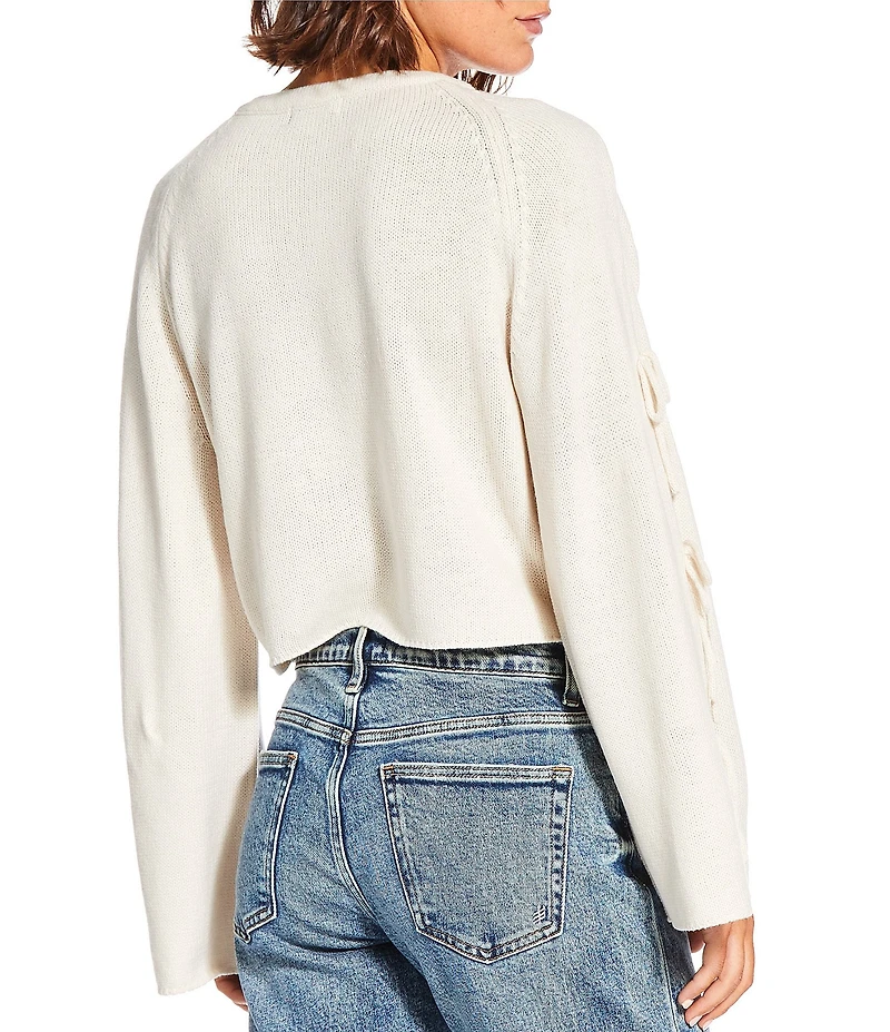 Double Zero Bow Detail Long Sleeve Sweater