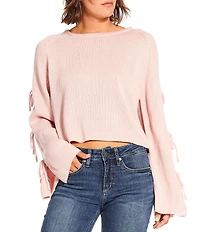 Double Zero Bow Detail Long Sleeve Sweater