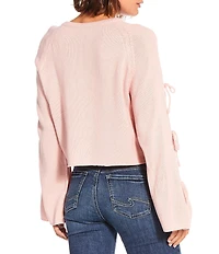 Double Zero Bow Detail Long Sleeve Sweater
