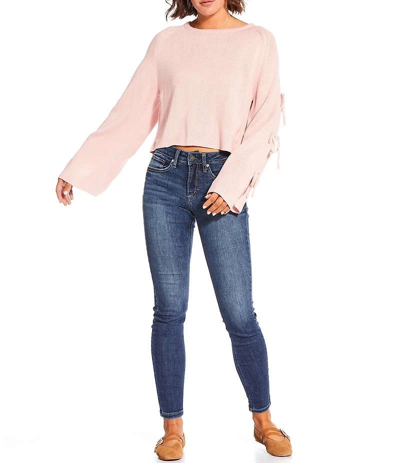 Double Zero Bow Detail Long Sleeve Sweater