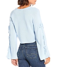 Double Zero Bow Detail Long Sleeve Sweater