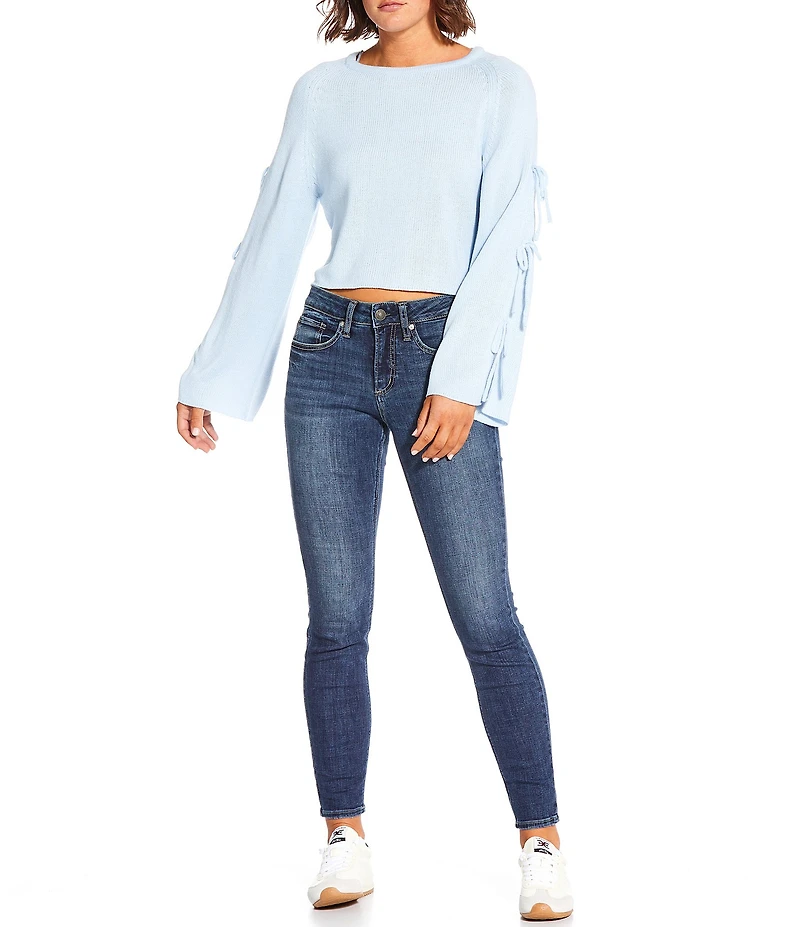 Double Zero Bow Detail Long Sleeve Sweater