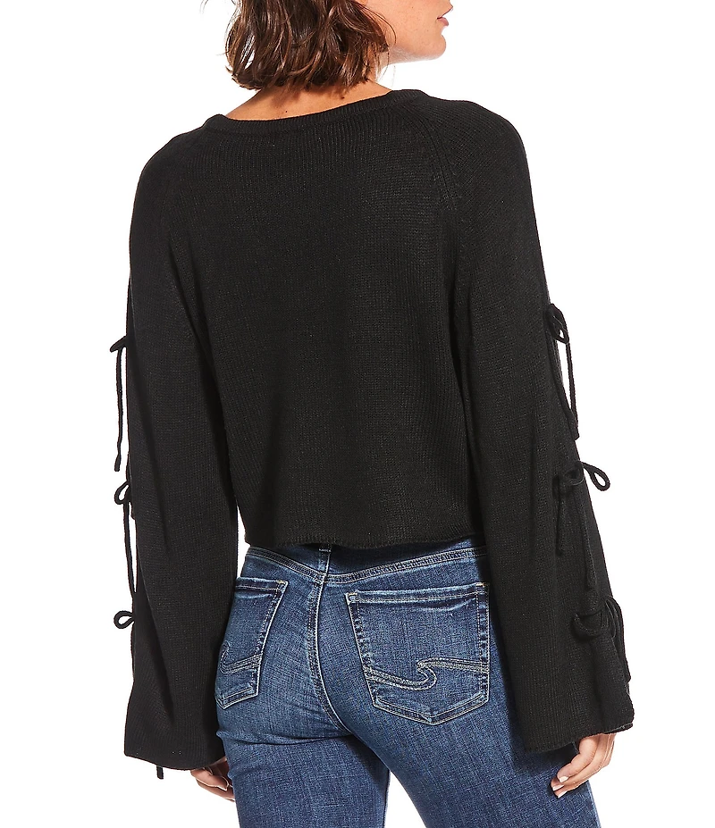 Double Zero Bow Detail Long Sleeve Sweater