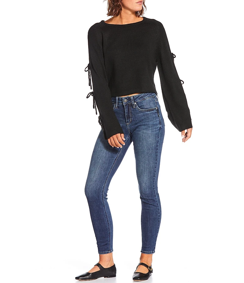 Double Zero Bow Detail Long Sleeve Sweater