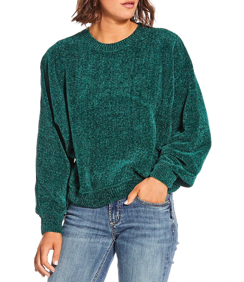 Double Zero Chenille Crew Neck Long Sleeve Sweater