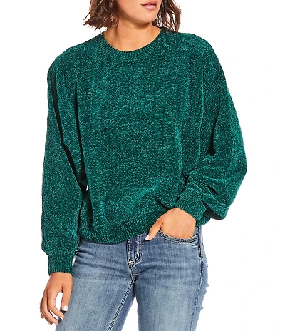 Double Zero Chenille Crew Neck Long Sleeve Sweater