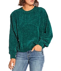Double Zero Chenille Crew Neck Long Sleeve Sweater