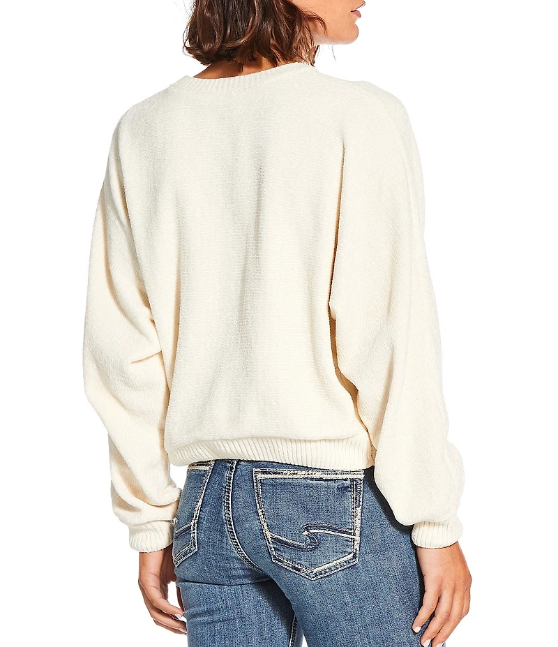 Double Zero Chenille Crew Neck Long Sleeve Sweater