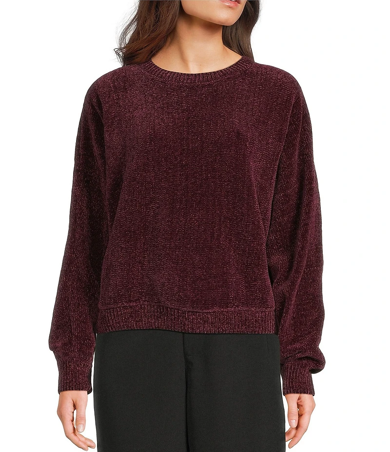 Double Zero Chenille Crew Neck Long Sleeve Sweater