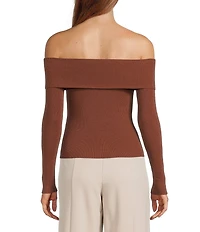 Double Zero Cropped Ribbed Knit Off-The-Shoulder Long Sleeve Top