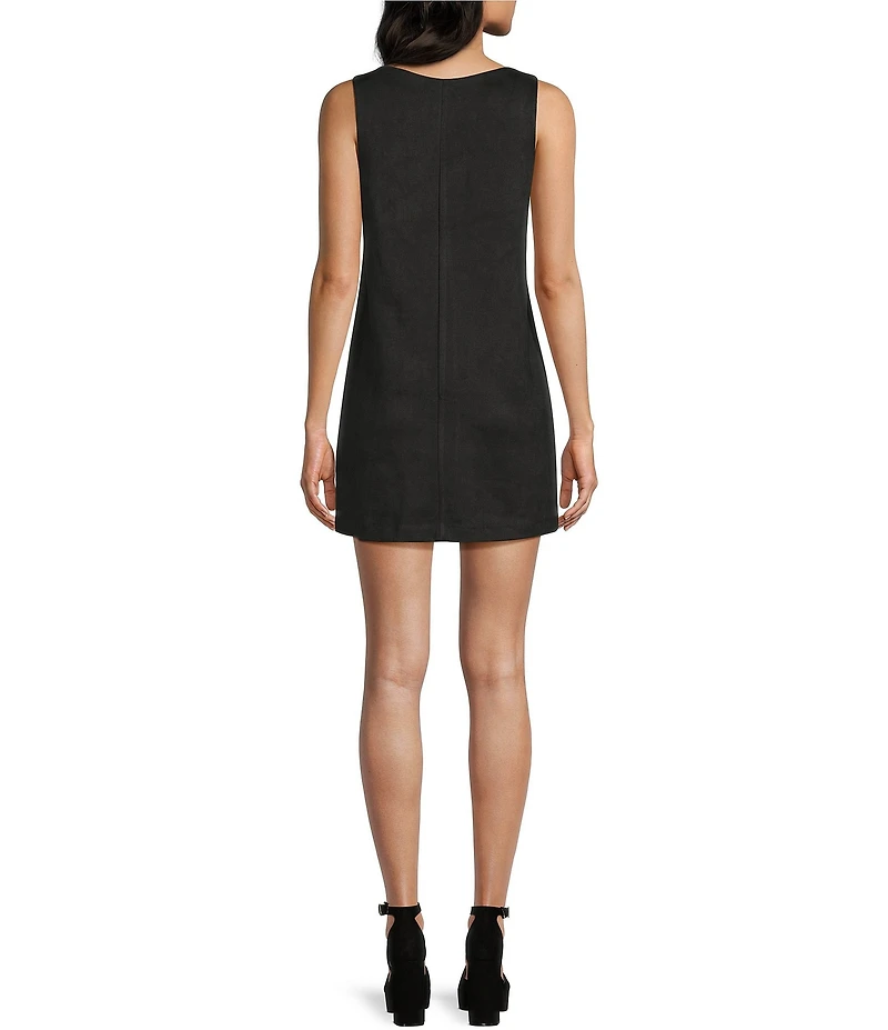 Double Zero Faux Suede Scoop Neck Sleeveless Shift Dress