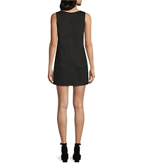 Double Zero Faux Suede Scoop Neck Sleeveless Shift Dress