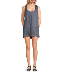 Double Zero Faux Suede Scoop Neck Sleeveless Shift Dress