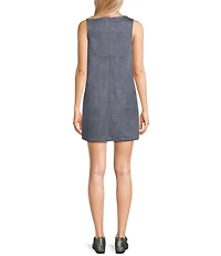 Double Zero Faux Suede Scoop Neck Sleeveless Shift Dress