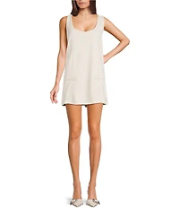Double Zero Faux Suede Scoop Neck Sleeveless Shift Dress