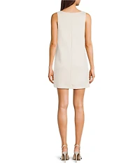 Double Zero Faux Suede Scoop Neck Sleeveless Shift Dress