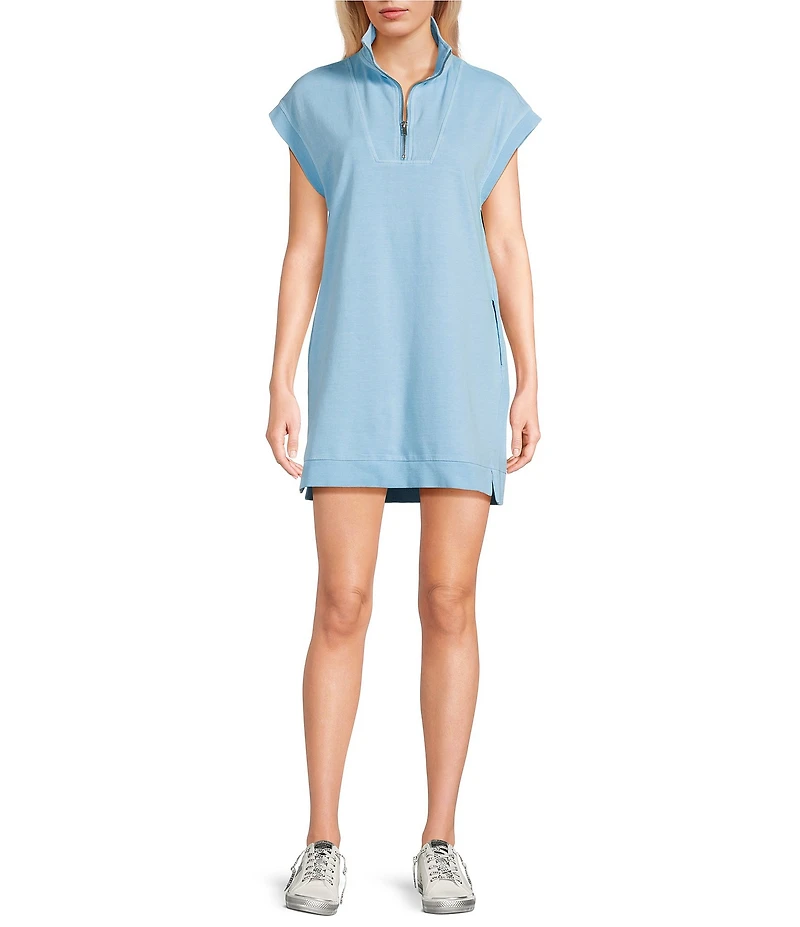 Double Zero Mock Neck Quarter Zip Mini Dress