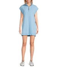 Double Zero Mock Neck Quarter Zip Mini Dress