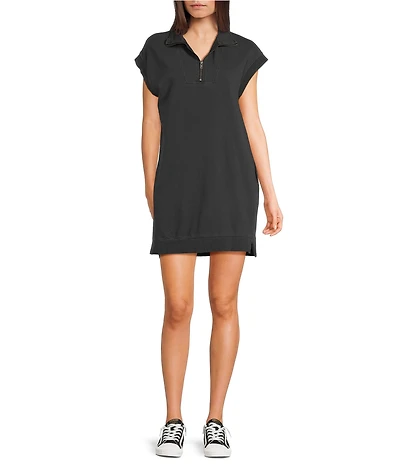 Double Zero Mock Neck Quarter Zip Mini Dress