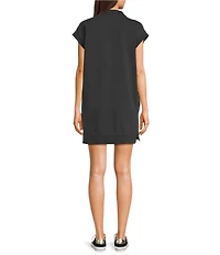 Double Zero Mock Neck Quarter Zip Mini Dress