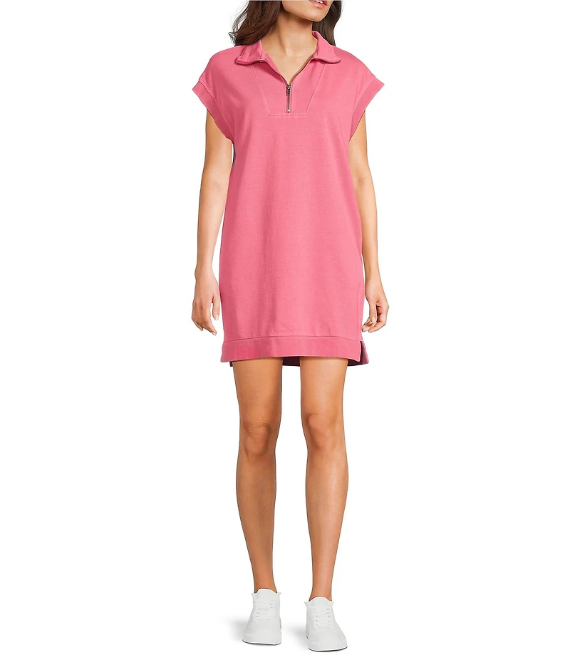 Double Zero Mock Neck Quarter Zip Mini Dress