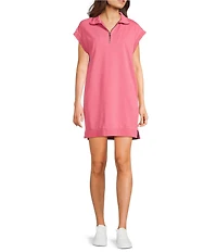 Double Zero Mock Neck Quarter Zip Mini Dress