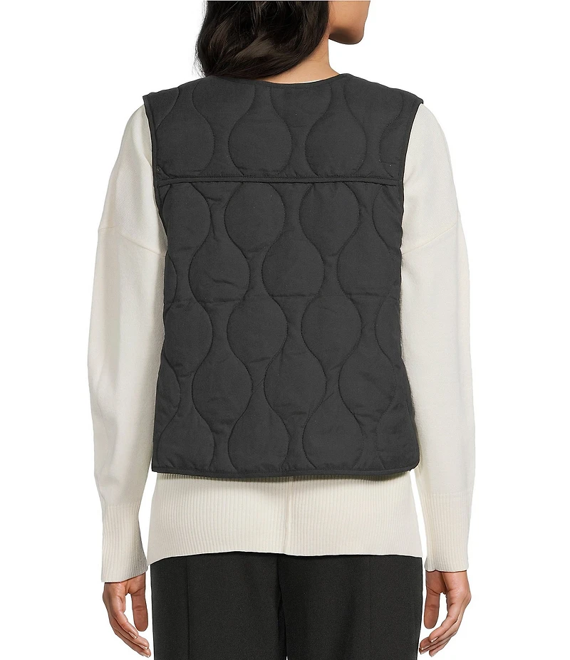 Double Zero Quilted Tie Front Patch Pocket Vest