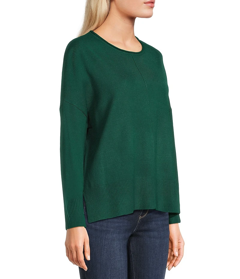 Double Zero Roll Neck Seam Detail Long Sleeve Sweater