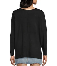 Double Zero Roll Neck Seam Detail Long Sleeve Sweater
