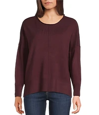 Double Zero Roll Neck Seam Detail Long Sleeve Sweater