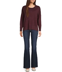 Double Zero Roll Neck Seam Detail Long Sleeve Sweater