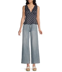 Double Zero Satin Polka Dot V-Neck Top